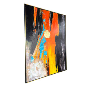 Abstract Inferno 100% Hand Painted Wall Painting(With outer Floater Frame)