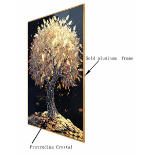 Glimmering Tree of Ethereal Beauty Crystal Glass Painting