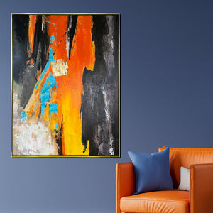 Abstract Inferno 100% Hand Painted Wall Painting(With outer Floater Frame)