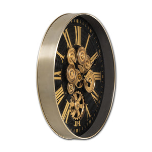 Time Lock Luxury Designer Wall Clock With Moving Gear Mechanism (Steel Body)