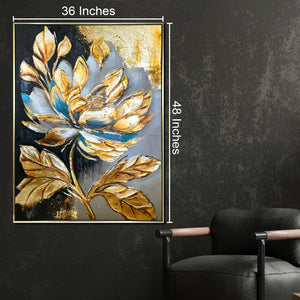 Luminous Blossom 100% Hand Painted Wall Painting(With outer Floater Frame)