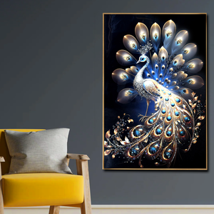 Majestic Peacock Elegance Crystal Glass Painting