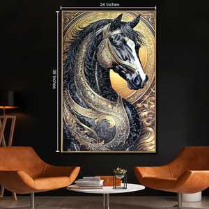 Luminous Equine Tapestry Crystal Glass Painting