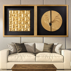 Celestial Rift & Golden Matrix Shadow Box for Wall Decoration - Set of 2