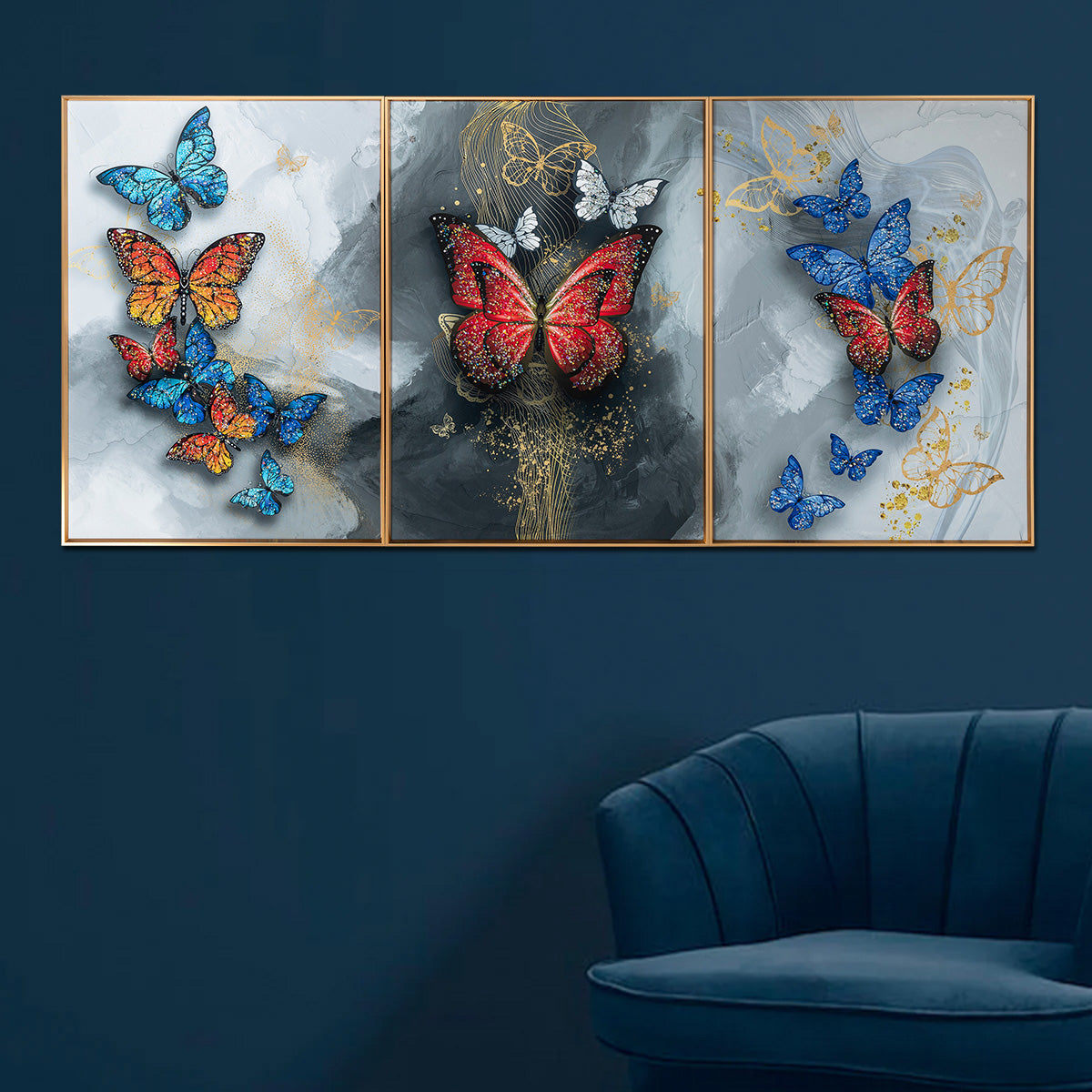 Buy Flutter Strokes Crystal Glass Painting-Set of 3 | Dekor Company