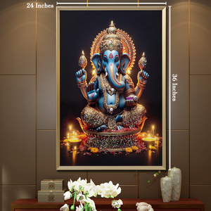 Divine Presence Ganesh ji Crystal Glass Painting for Wall Decoration