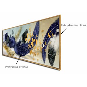 Opulent Feathered Symphony Crystal Glass Painting