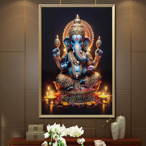 Divine Presence Ganesh ji Crystal Glass Painting for Wall Decoration