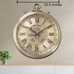 Time Weave Luxury Designer Wall clock With Moving Gear Mechanism (Steel Body)