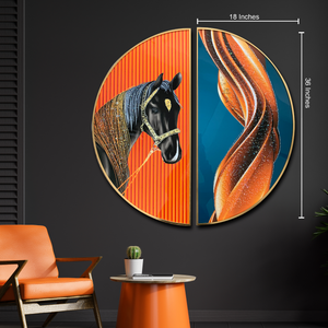 Stallion Symphony Crystal Glass Painting