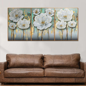 Rosy Reflections Crystal Glass Painting - Set of 3