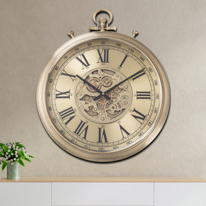 Time Weave Luxury Designer Wall clock With Moving Gear Mechanism (Steel Body)