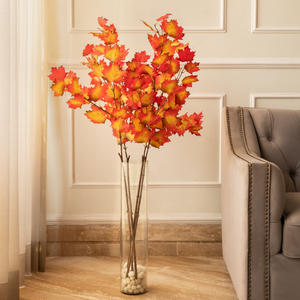 Autumn Glow Artificial Maple Leaf Stem (Single Stem Only)