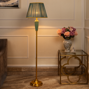 The Colonial Green and Gold Decorative Floor Lamp