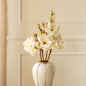 Timeless Beauty Lotus Magnolia Artificial Flower - White (Single Stem Only)