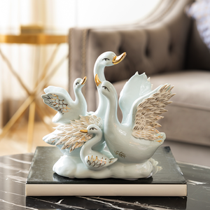 Dancing Swans Sculpture and  Decorative showpiece - Blue