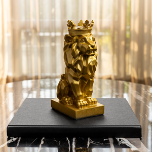 Crowned King Lion Home Decoration Showpiece - Gold