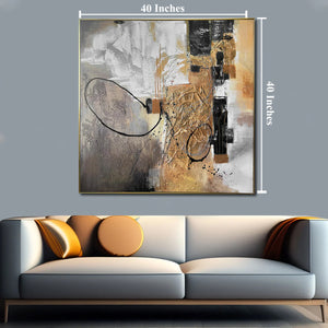 Brushstroke Beauty Handpainted Wall Painting (With outer Floater Frame)