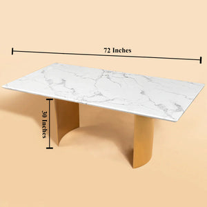 Luminary Junction Dining Table Gold - White Marble Top (Stainless Steel/Delhi Ncr only)