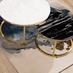 The Umami Nesting Coffee Table - Gold (Stainless Steel) (Small Table Only with Black Marble)