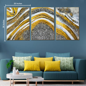 Sparkling Cascade Resin Art Wall Painting - Set of 3