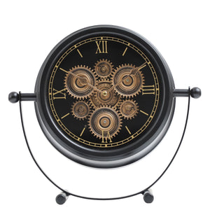 Precision Pulse Luxury Designer Table Clock With Moving Gear Mechanism (Steel Body)