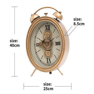 Prime Gear Timepiece Luxury Designer Table Clock With Moving Gear Mechanism (Steel Body)