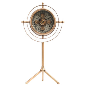 Time Craft Elegance Luxury Designer Table Clock With Moving Gear Mechanism (Steel Body)