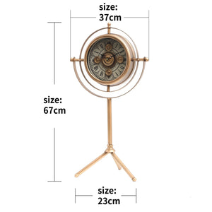 Time Craft Elegance Luxury Designer Table Clock With Moving Gear Mechanism (Steel Body)