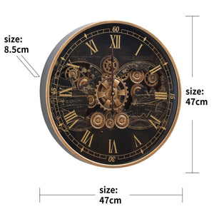 Chrono Luxe Luxury Designer Wall Clock With Moving Gear Mechanism (Steel Body) - Small