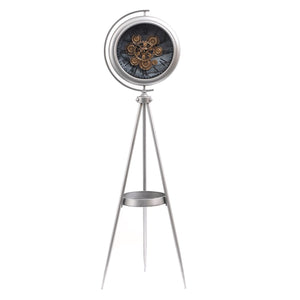 Polaris Mechanica Tripod Base Luxury Designer Clock With Moving Gear Mechanism (Steel Body)