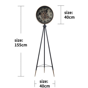 Phantom Dial Tripod Base Luxury Designer Clock With Moving Gear Mechanism (Steel Body)