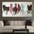 Seven Running Horses Silver Canvas 100% Hand Painted Wall Painting