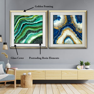 The Green & Blue Pearl River Shadow Box Wall Decoration Piece - Set of 2