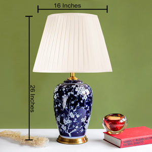 Bloomington Floral Pattern Ceramic & Stainless Steel Table Lamp (N)