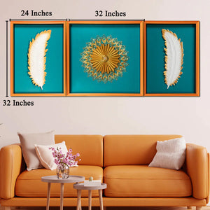 Feather Touch Shadow Box Wall Decoration Piece - Set of 3