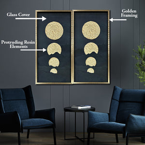 The Golden Dahlia Shadow Box Wall Decoration Piece - Set of 2