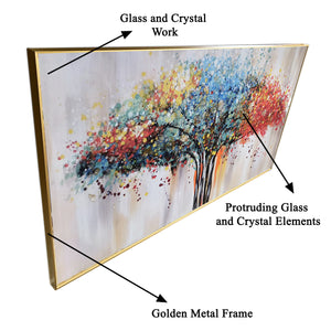 Colourful Graphic Tree Framed Crystal Glass Art Wall Painting