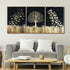 Nordic Golden Framed Crystal Glass Wall Paintings For Living Room - Set of 3