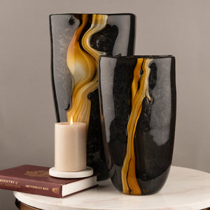 The Black and Gold Nile Handblown Decorative Vase