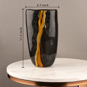 The Black and Gold Nile Handblown Decorative Vase