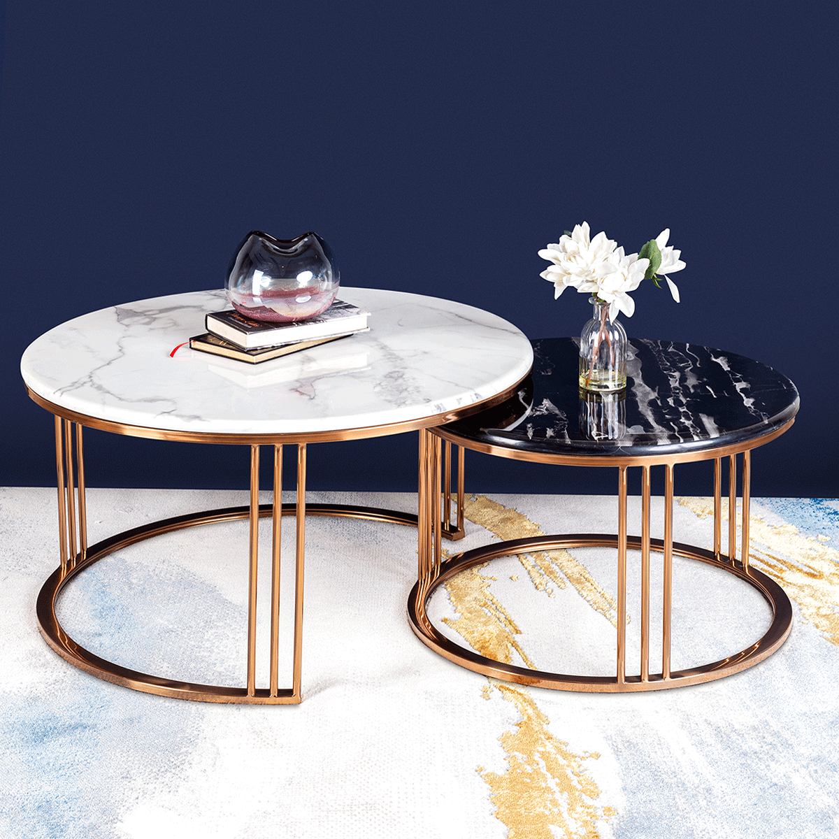 White and rose online gold side table