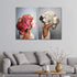 The Floral Ladies Framed Canvas Print Wall Art - Set of 2