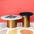 The Golden Cylindrical  Set of 2 Nesting Coffee Table - Gold (Stainless Steel) ( White and Black Stone Combo )