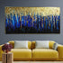 The Parisian Blue and Gold Drip 100% Hand Painted Wall Painting (With Outer Floater Frame)( 28 x 56 Inches )