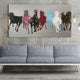 Seven Running Horses Silver Canvas 100% Hand Painted Wall Painting