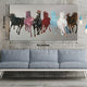 Seven Running Horses Silver Canvas 100% Hand Painted Wall Painting