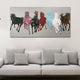 Seven Running Horses Silver Canvas 100% Hand Painted Wall Painting